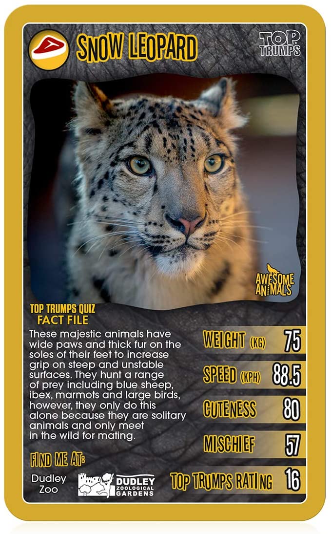 Awesome Animals Top Trumps Card Game