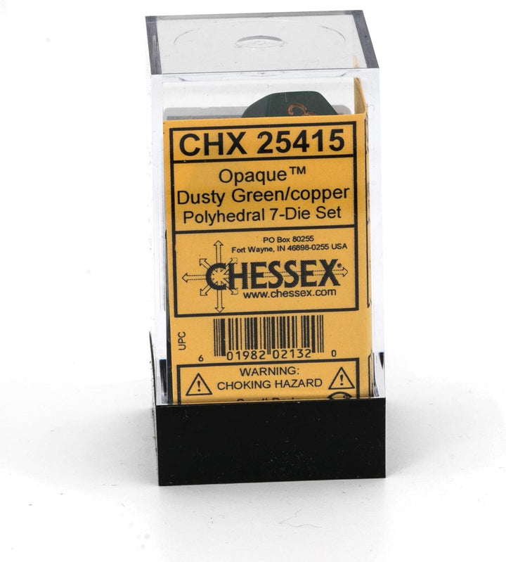 Chessex CHX25415 Dice-Opaque Dusty Green/Copper Set