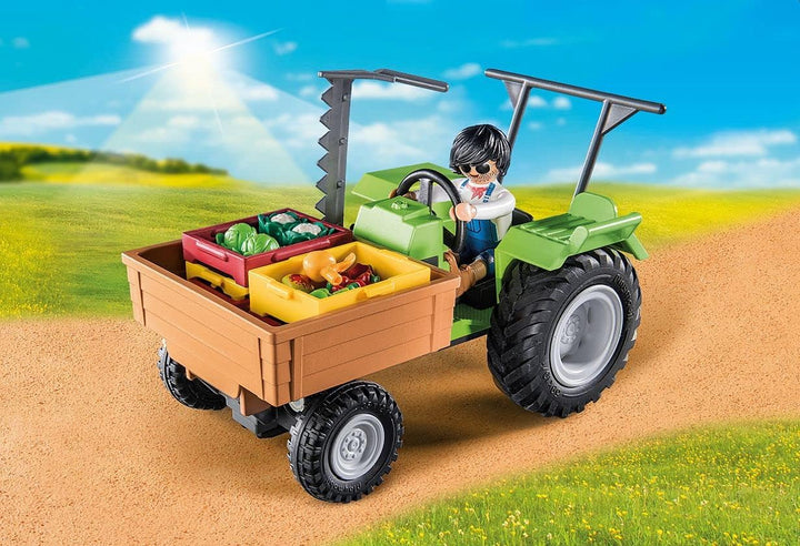 Playmobil Country 71249 Harvester Tractor with Harvesting Trailer, Farm Animal Play Sets