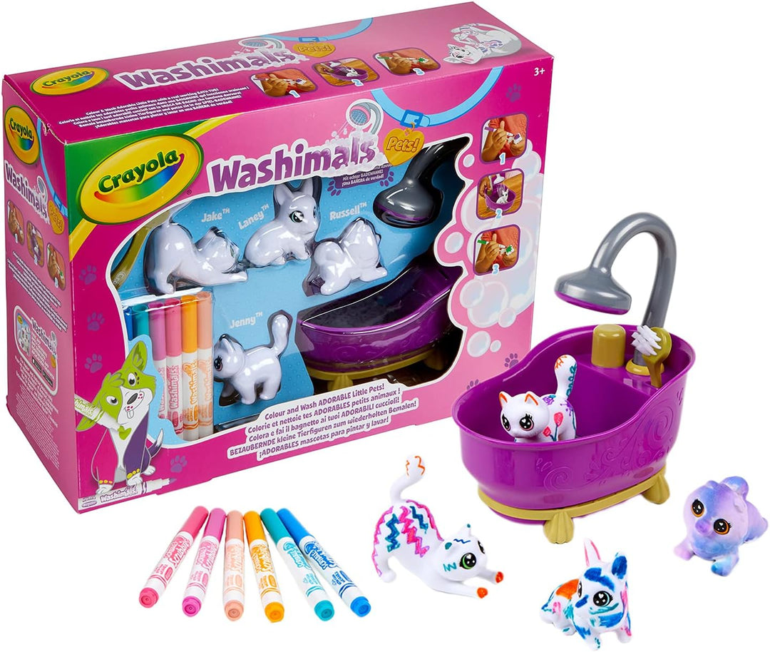 CRAYOLA Washimals Pet Set - Wellness Set for Pet Toy Figures Set for Painting and Bathing, Laundry Salon for Dogs, Rabbits and Cats