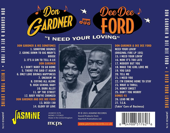 Don Gardner & Dee Dee Fo - I Need Your Loving 1954-1962 [Audio CD]