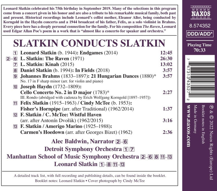 Detroit Symphony Orchestra - Slatkin Conducts Slatkin [Detroit Symphony Orchestra; Manhattan School of Music [Audio CD]