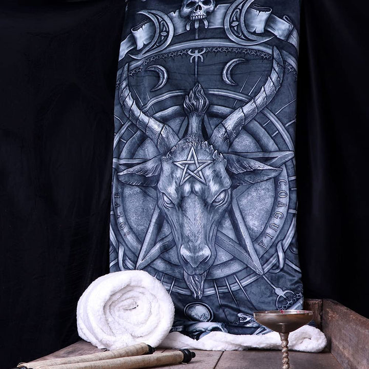 Nemesis Now Baphomet Triple Horn Sabbatic Goat Throw Blanket, Black, 160cm