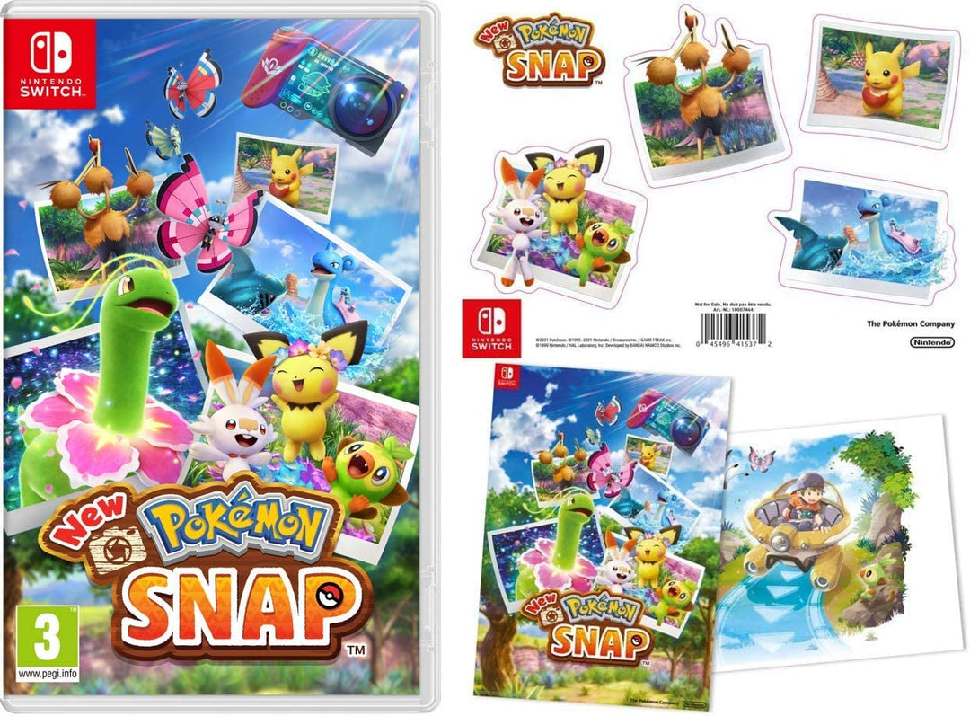 Nuevo Pokemon Snap (Nintendo Switch) + Póster de doble cara + Hoja de pegatinas