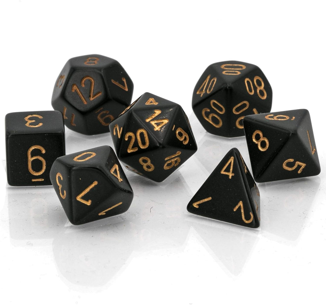 Chessex CHX25428 Dice-Opaque Black/Gold Set