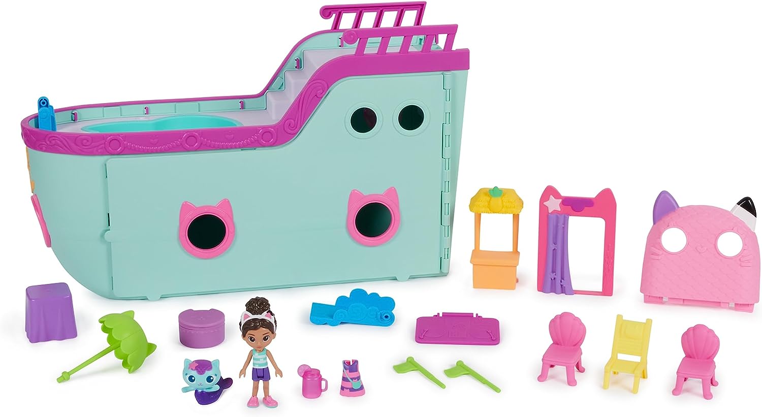 Gabby's Dollhouse Cat Friend Ship - 18-Piece Cruise Playset with Gabby & MerCat Figures, Ages 3+ 5