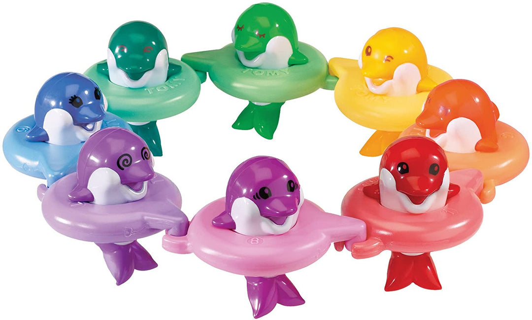 Juguete de baño para bebé Tomy Toomies Do Re Mi Dolphins | Juguete educativo y musical para niños pequeños