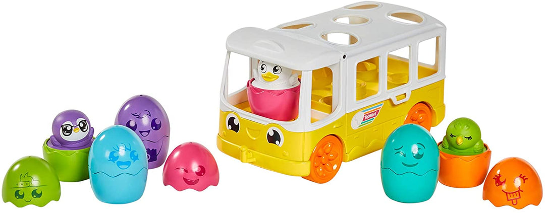 Toomies TOMY Hide and Squeak Egg Bus Baby Toy, Educational Shape Sorter with Colours and Sound, Easter Toy for Babies, Baby Push-Along Toy for Toddlers, Baby Boys & Girls Aged 1, 2 & 3 Year Olds