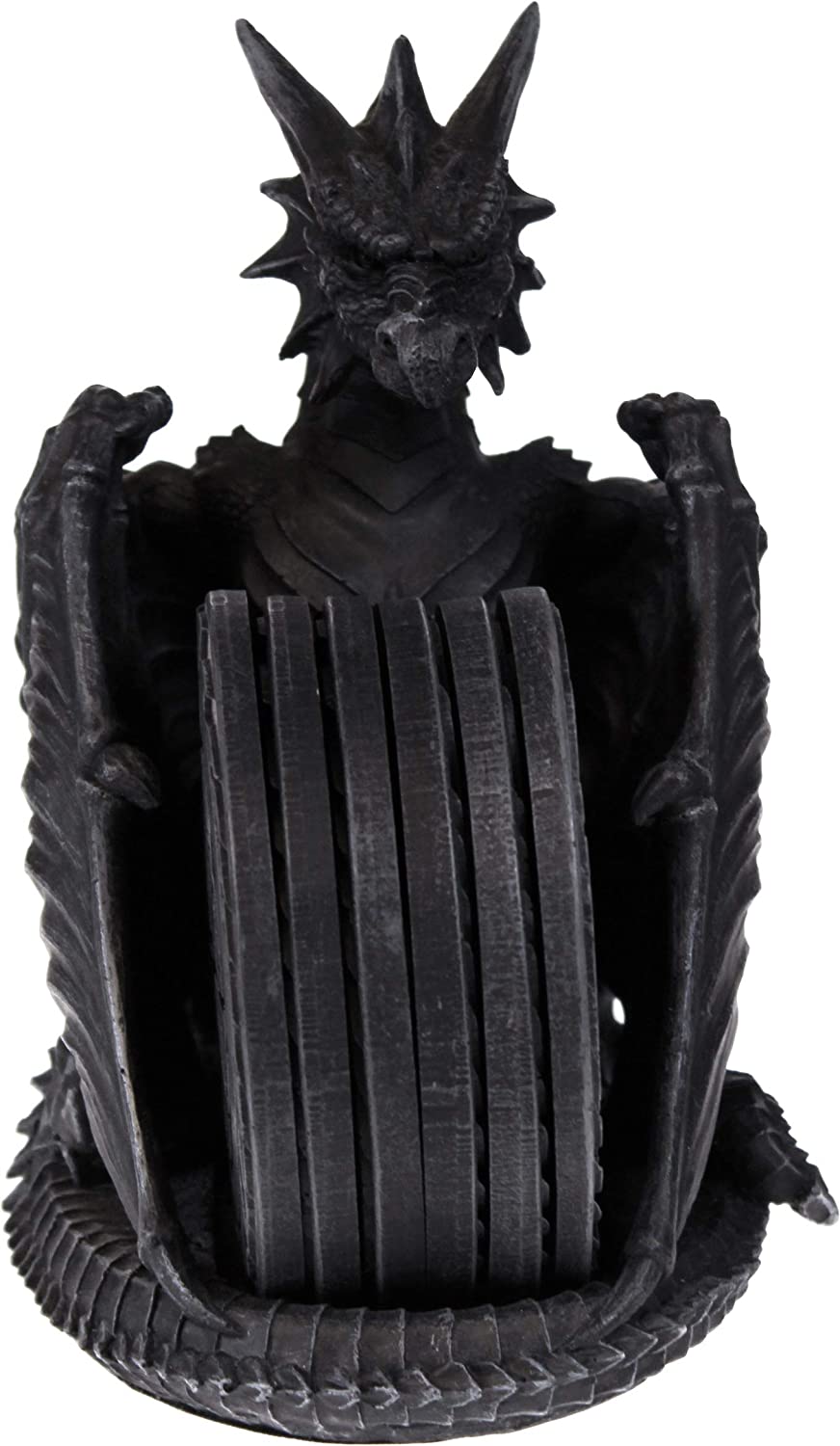 Nemesis Now Dragons Lair – Untersetzer-Set mit schwarzem Drachen aus Harz 4