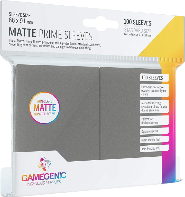 Gamegenic GGS11037ML Matte Prime Sleeves (100-Pack), Dark Grey