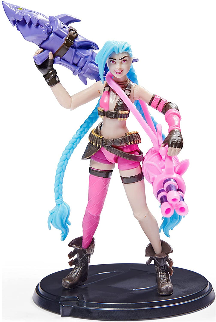 League of Legends, figura coleccionable oficial de Jinx de 4 pulgadas con detalles premium y 2 accesorios