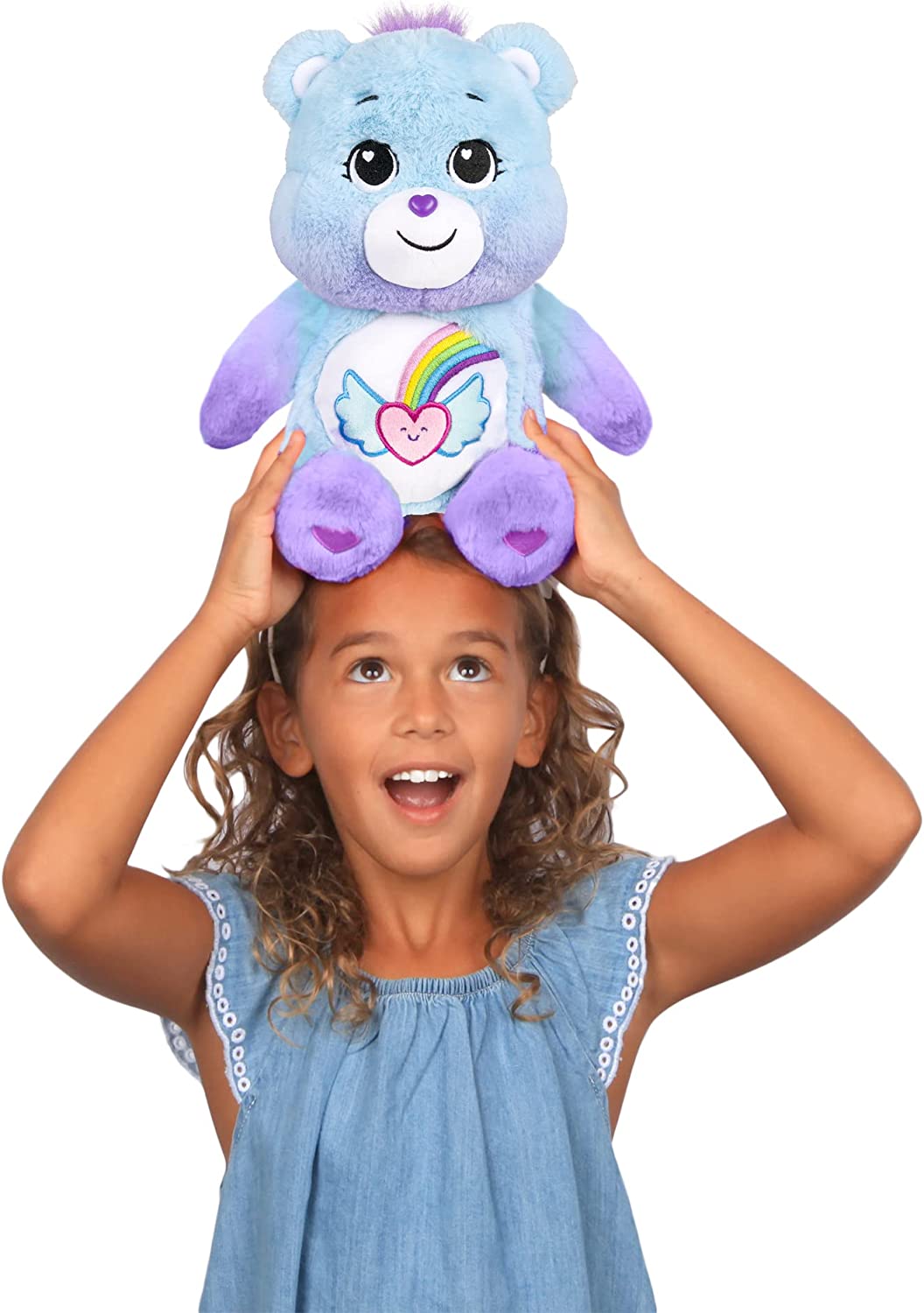 Care Bears Dream Bright Bear, 35 cm großes Plüschtier – optimistischer Charakter mit Heartwings-Abzeichen