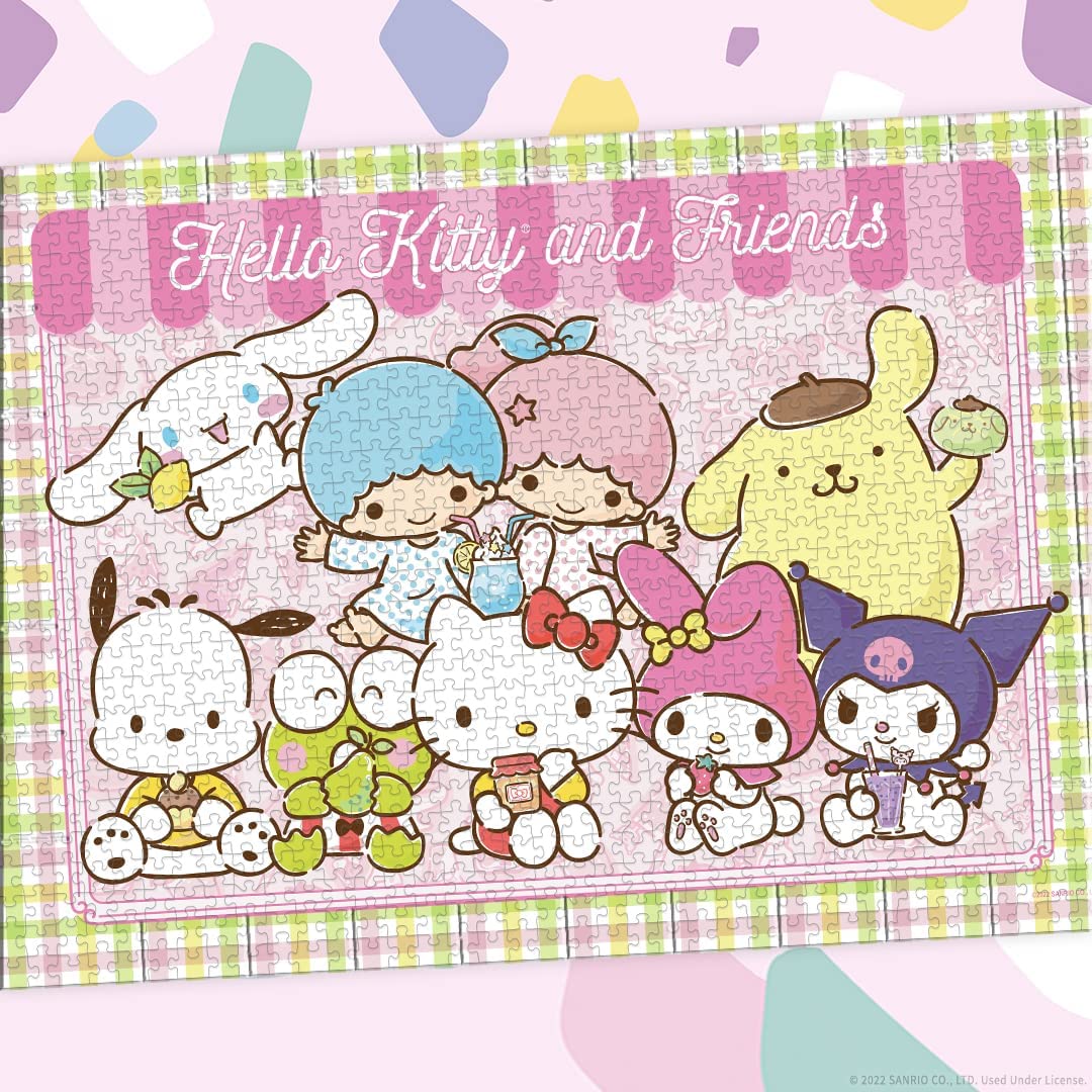 Hello Kitty® and Friends My Favorite Flavor 1000 Piece Jigsaw Puzzle | Collectible Puzzle Artwork Featuring Hello Kitty, Cinnamoroll, Keroppi | Officially-Licensed Hello Kitty Puzzle & Merchandise