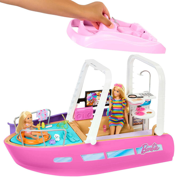 Barbie Boat with Pool and Slide, Dream Boat Playset Includes 20+ Pieces