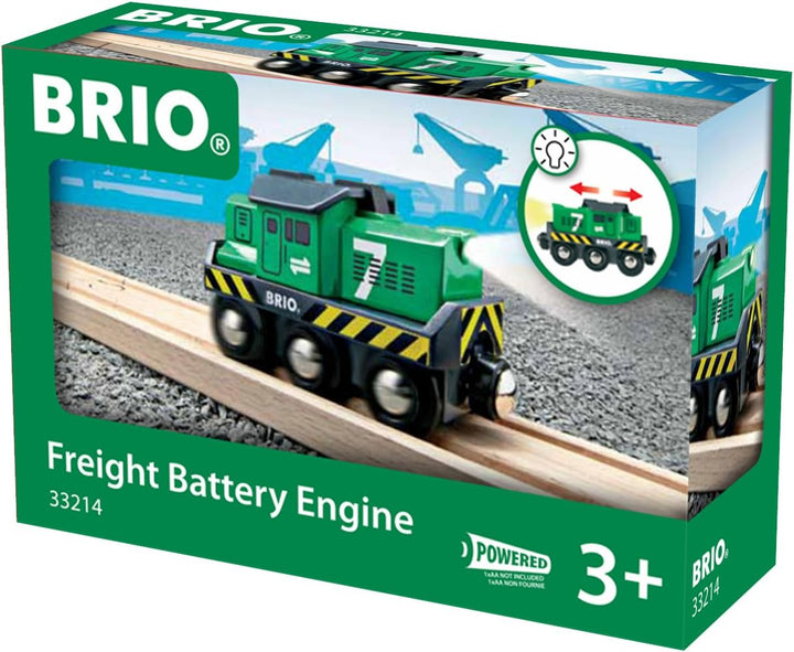 BRIO 33214 Freight Engine Train - Battery Powered Train for Kids Age 3 Years Up - Compatible with all BRIO Railway Sets & Accessories, Multicoloured