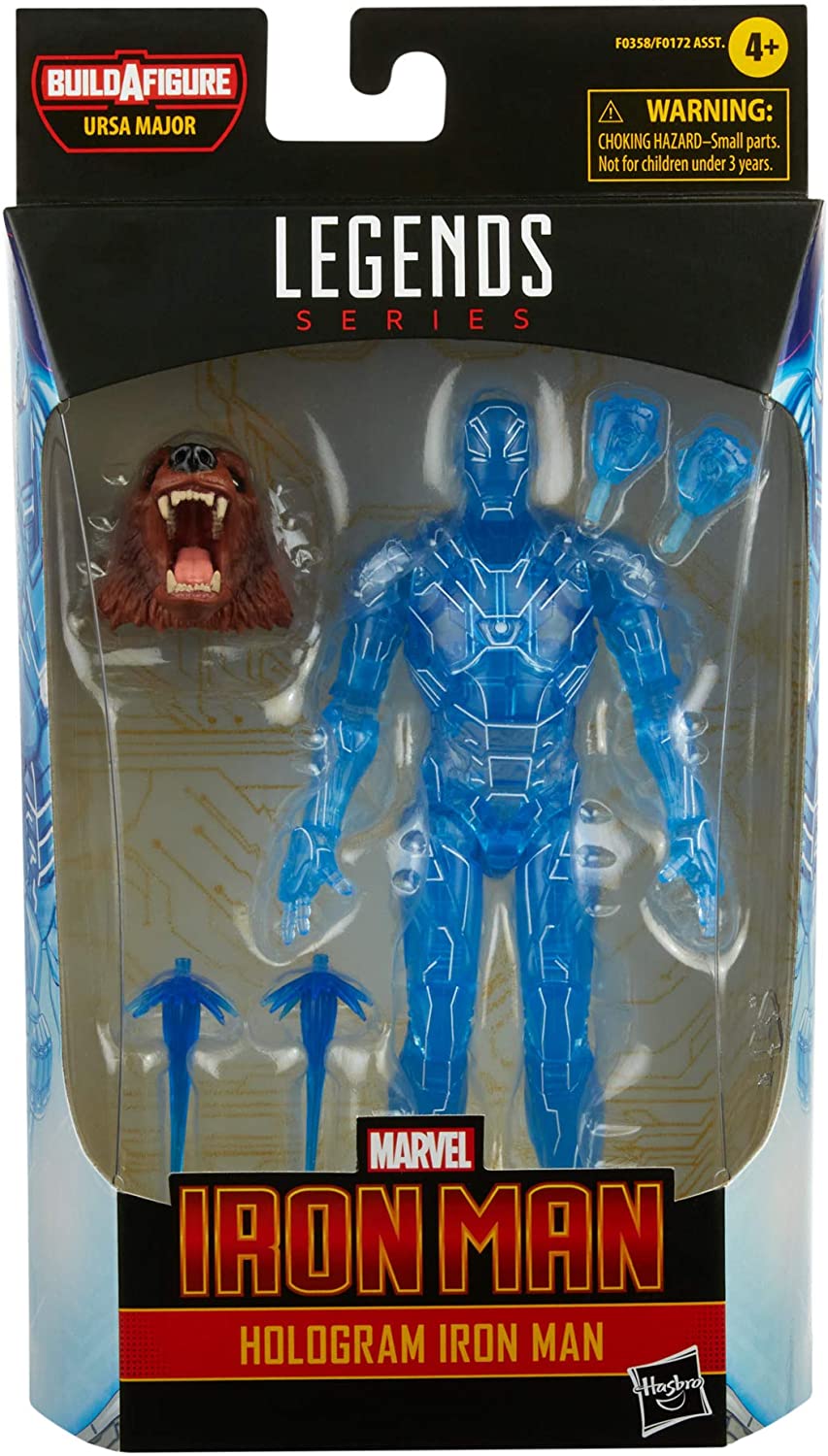 Hasbro Marvel Legends Series 6-inch Hologram Iron Man Action Figure Toy, Premium Design and Articulation Includes 2 Accessories and 1 Build-A-Figure Part Multicolor, F0358