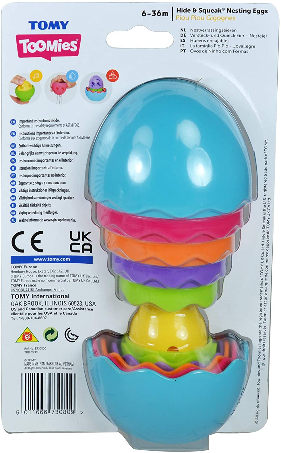 TOMY Toomies Hide and Squeak Nesting Eggs Baby Toy, Educational Shape Sorter with Colours and Sound, Easter Toy for Babies, Toddlers & Little Kids from 6 Months, 1, 2 & 3 Year Olds