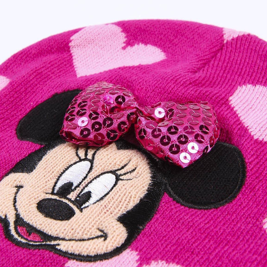 Minnie Mouse Girls Knitted Beanie Hat Winter Hat with Pompom Disney Mickey Mouse