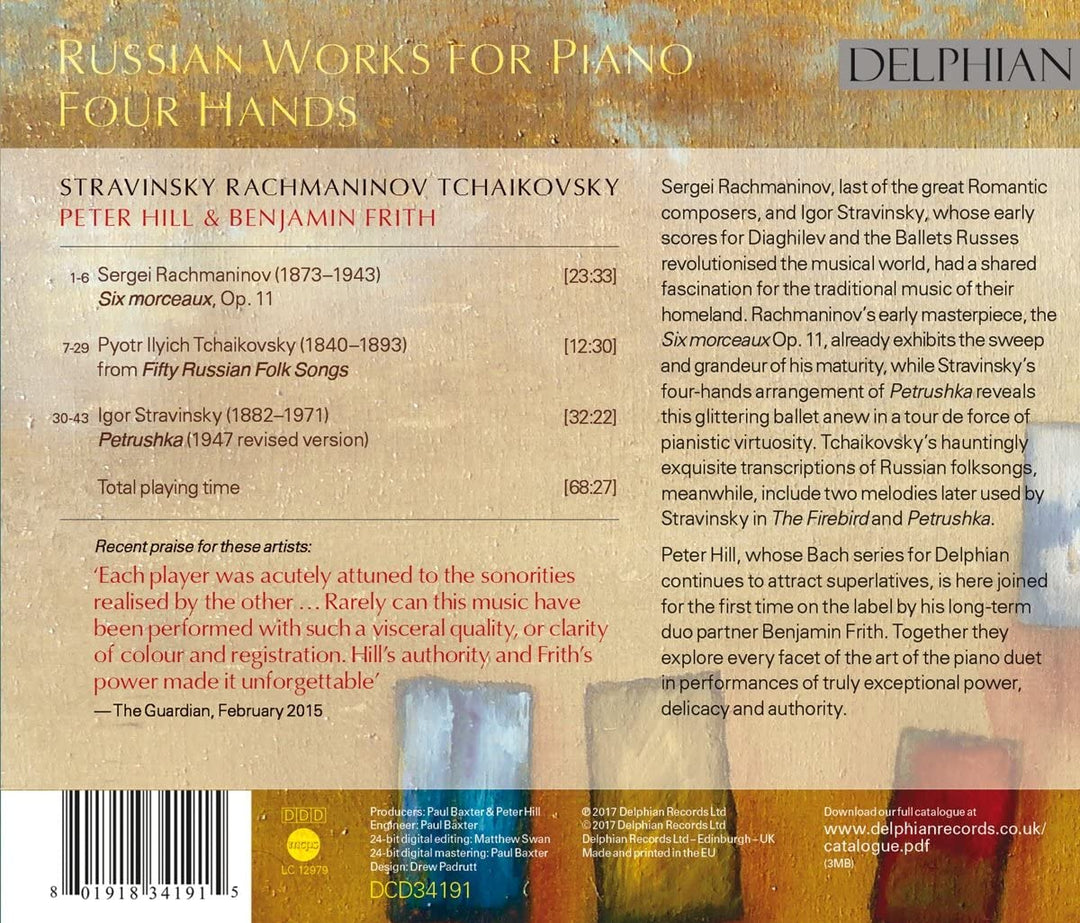 Russian Works for Piano Four Hands: Stravinsky; Rachmaninov; Tchaikovsky - Peter Hill & Benjamin Frith [Audio CD]