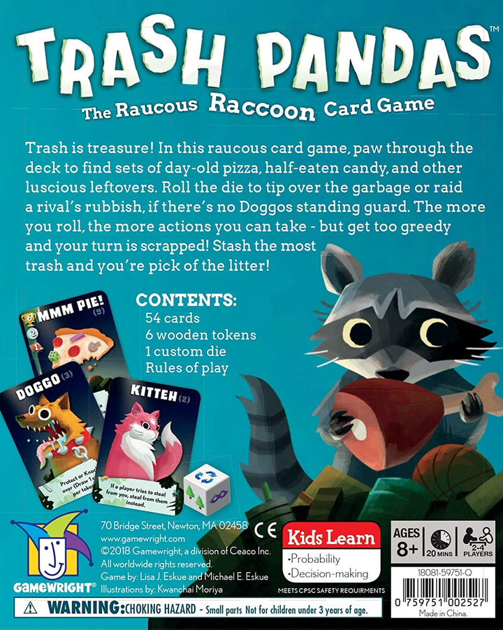 Gamewright | Trash Pandas | Miniature Game | Ages 8+ | 2-4 Players | 20 Minutes Playing Time