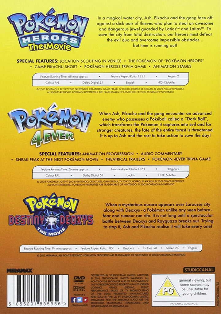 Colección de películas triples de Pokémon [DVD] [2017]