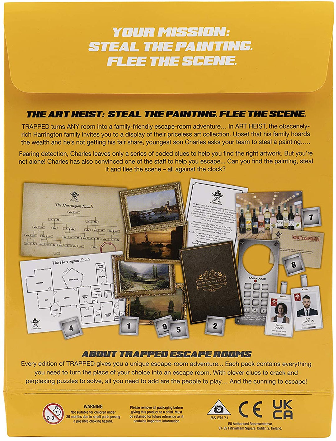 Trapped Escape Room Games AH001 Art Heist, Ideal family game for lockdown / Turn Your Home into a Escape Room, No Waiting for Turns, Escape Room in a Box Kit, Up to 6 Players, Age 8+