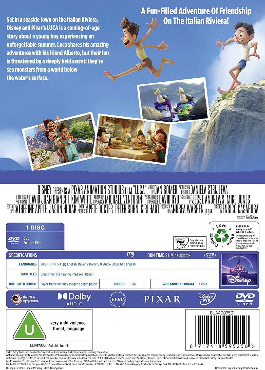 Luca (2021) - Animation Adventure Comedy [DVD] 3
