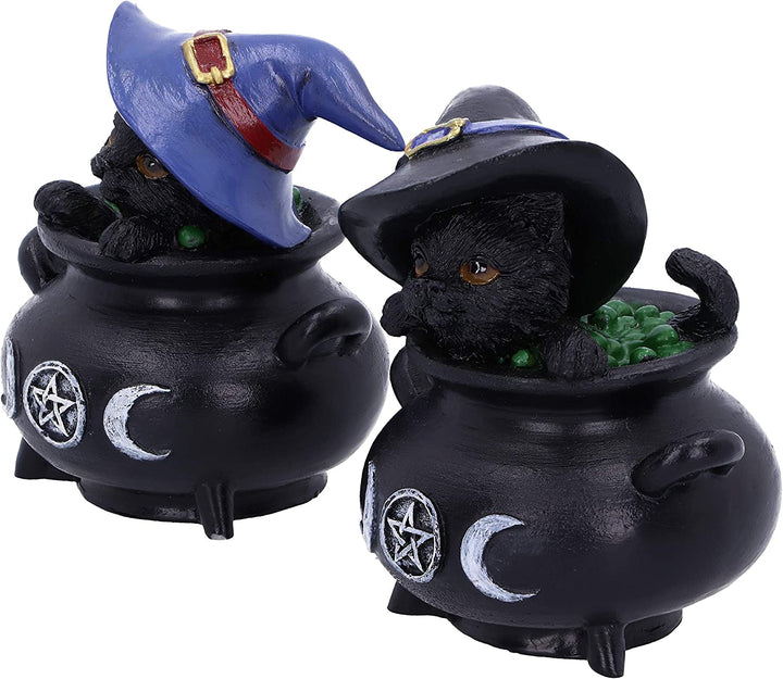 Nemesis Now Hubble and Bubble Witches Familiar Black Cat and Cauldron Figurines