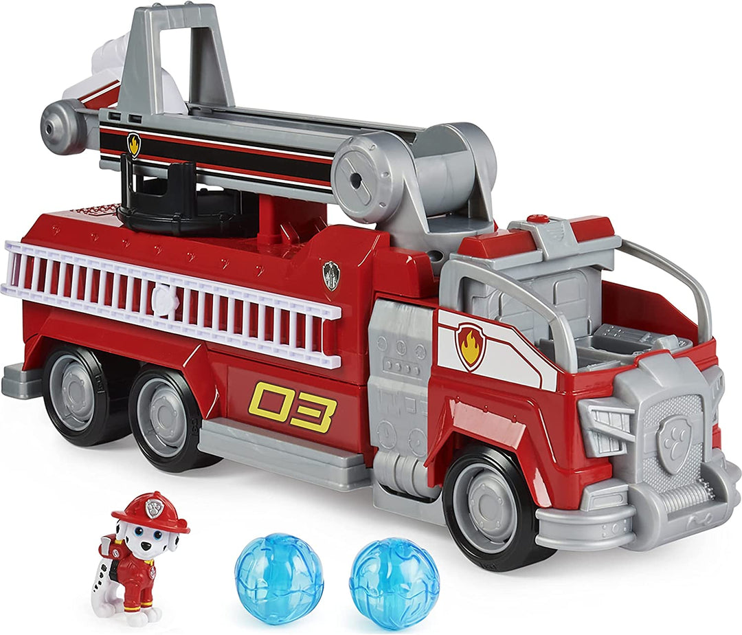 PAW Patrol Marshall’s Transforming Movie City Fire Truck with Extending Ladder, Lights and Sounds and Collectible Action Figure, Kids’ Toys for Ages 3 and up