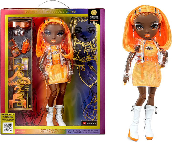 Rainbow High Fashion Doll – MICHELLE ST.CHARLES - Orange Doll – Fashionable Outfit & 10+ Colourful Play Accessories