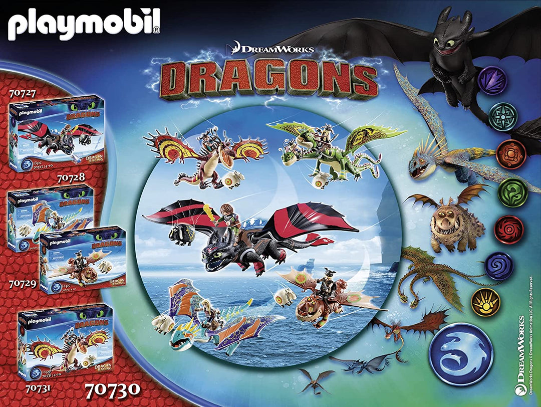 PLAYMOBIL DreamWorks Dragons 70730 Dragon Racing: Ruffnut and Tuffnut with Barf and Belch, for Children Ages 4+