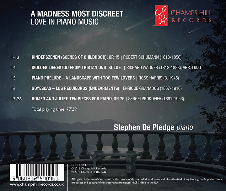 Stephen De Pledge - A Madness Most Discreet [Stephen De Pledge] [Champs Hill: CHR 093] [Audio CD]