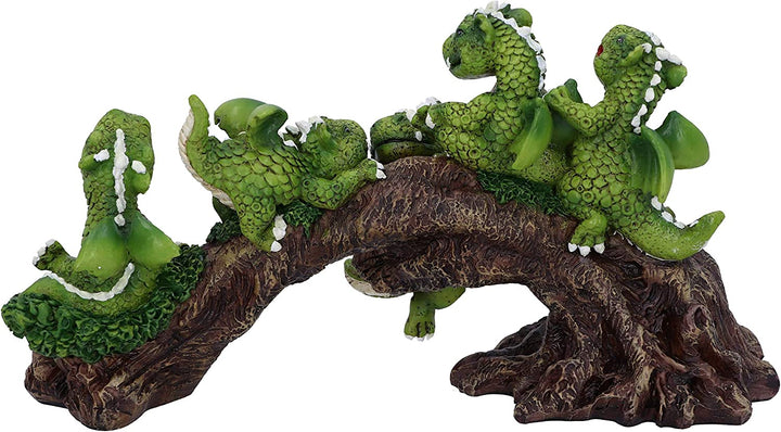 Daring Dragonlings Green Baby Dragons on Branch Figurine