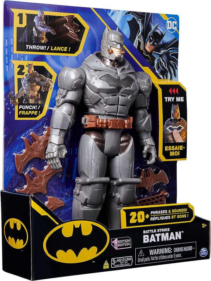 DC Comics, Battle Strike Batman 12-inch Action Figure, 20+ Phrases and Sounds