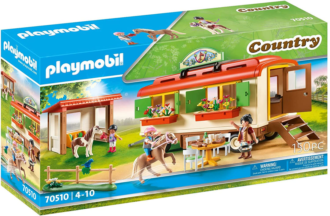 PLAYMOBIL Country 70510 Pony Shelter with Mobile Home, For ages 4+