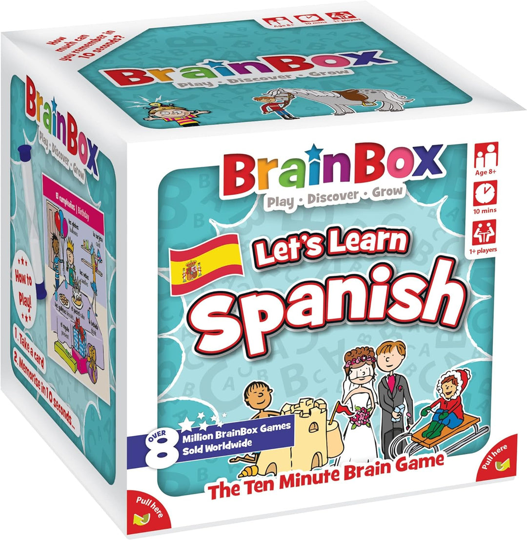 Brainbox Let's Learn Spanish (Refresh 2022) Card Game Ages 8+ 1+ Players 10 Minu