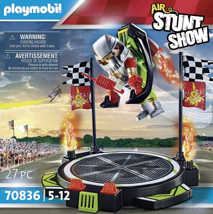 PLAYMOBIL Air Stunt Show 70836 Stuntman with Jet Pack, Includes Launch Platform,