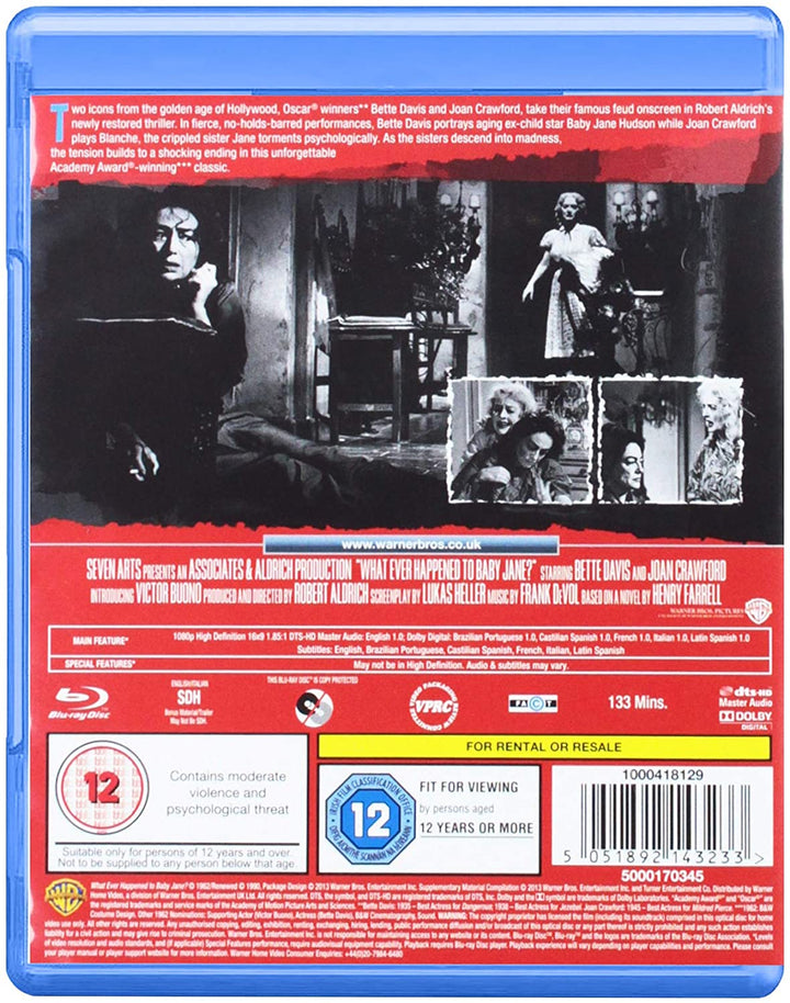 What Ever Happened To Baby Jane [1962] [Region Free] - Thriller/Horror [Blu-ray]