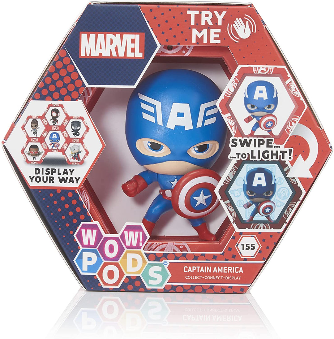 WOW! PODS Avengers Collection - Captain America | Superhero Light-Up Bobble-Head