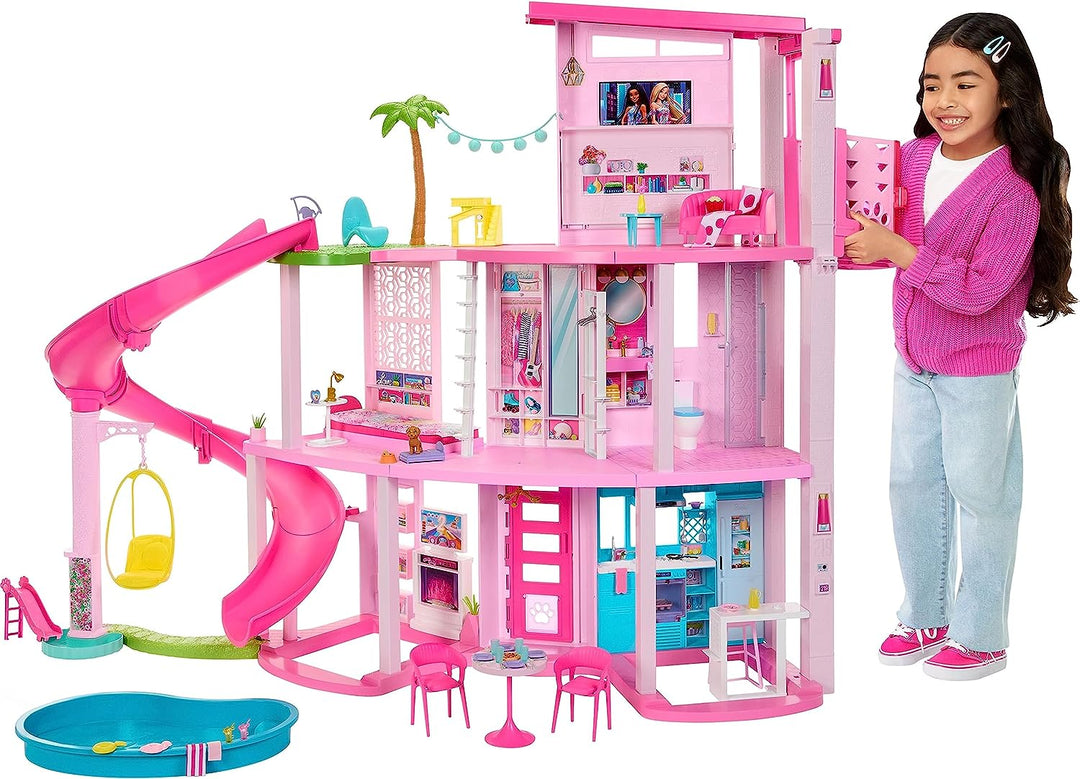 Barbie Dreamhouse, Pool Party Doll House with 75+ Pieces and 3-Story Slide, Elevator, 75 Doll Accessories