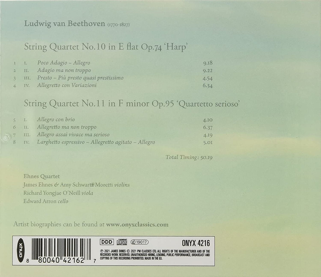 Ehnes Quartet - Beethoven: String Quartet No. 10, Op. 74, 'harp'/... [Audio CD]