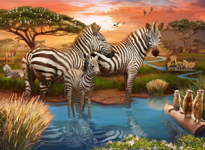 Ravensburger 17376 Zebras at The Watering Hole 500 Piece Jigsaw Puzzle for Adult and Kids