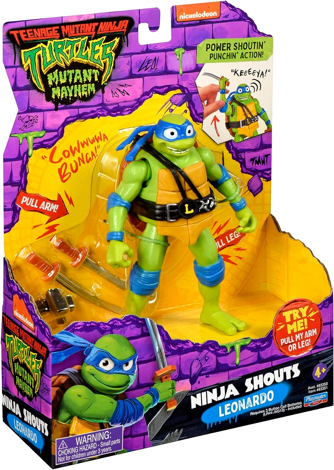 Teenage Mutant Ninja Turtles 83351CO Mutant Mayhem 5.5-Inch Leonardo Deluxe Ninja Shouts Figure