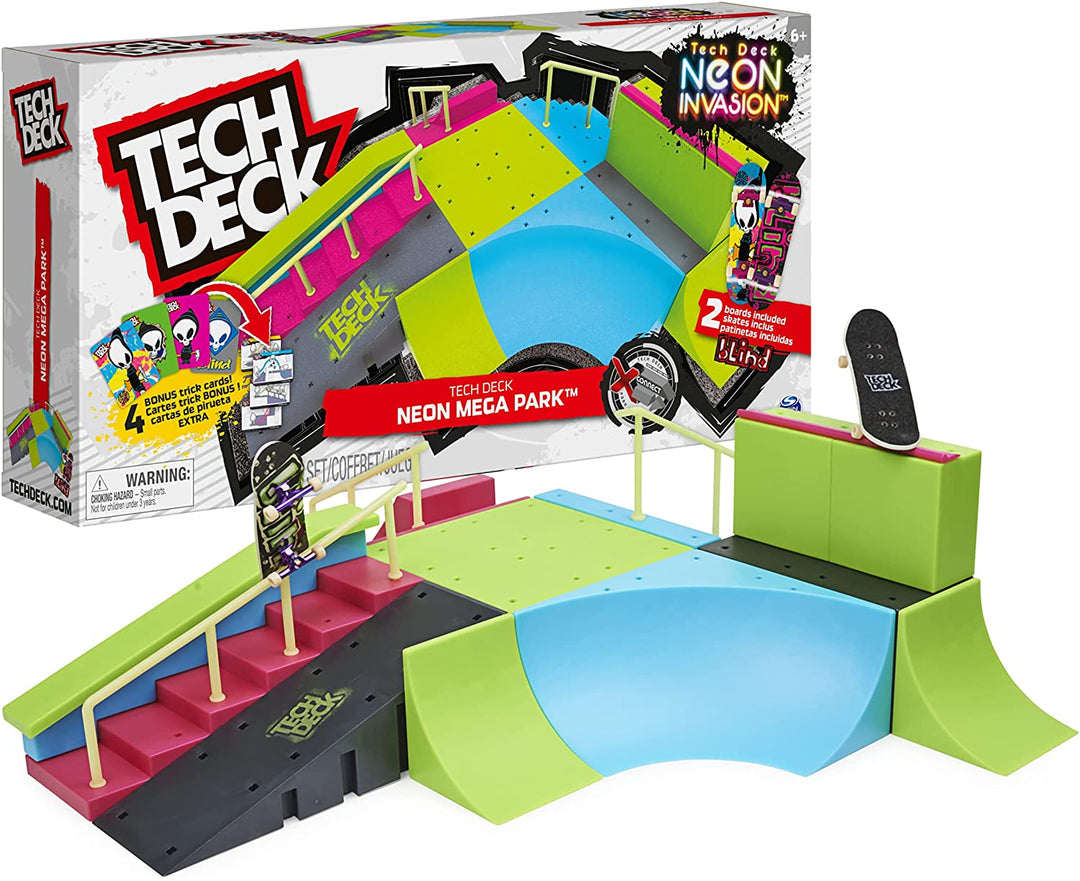 Tech Deck, Neon Mega Park X-Connect Creator, Glow-In-The-Dark Customisable Ramp