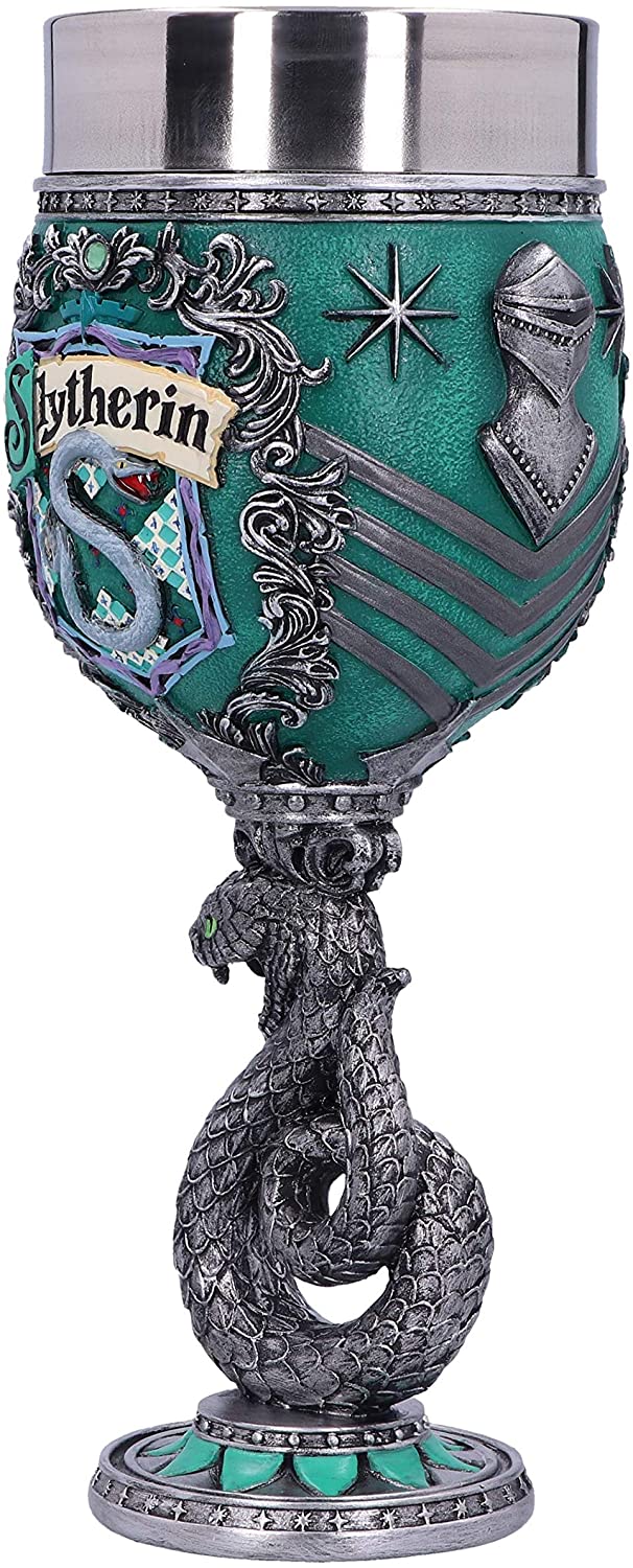 Nemesis Now Harry Potter Slytherin Hogwarts House Collectaible Goblet, Green Silver, 19.5cm