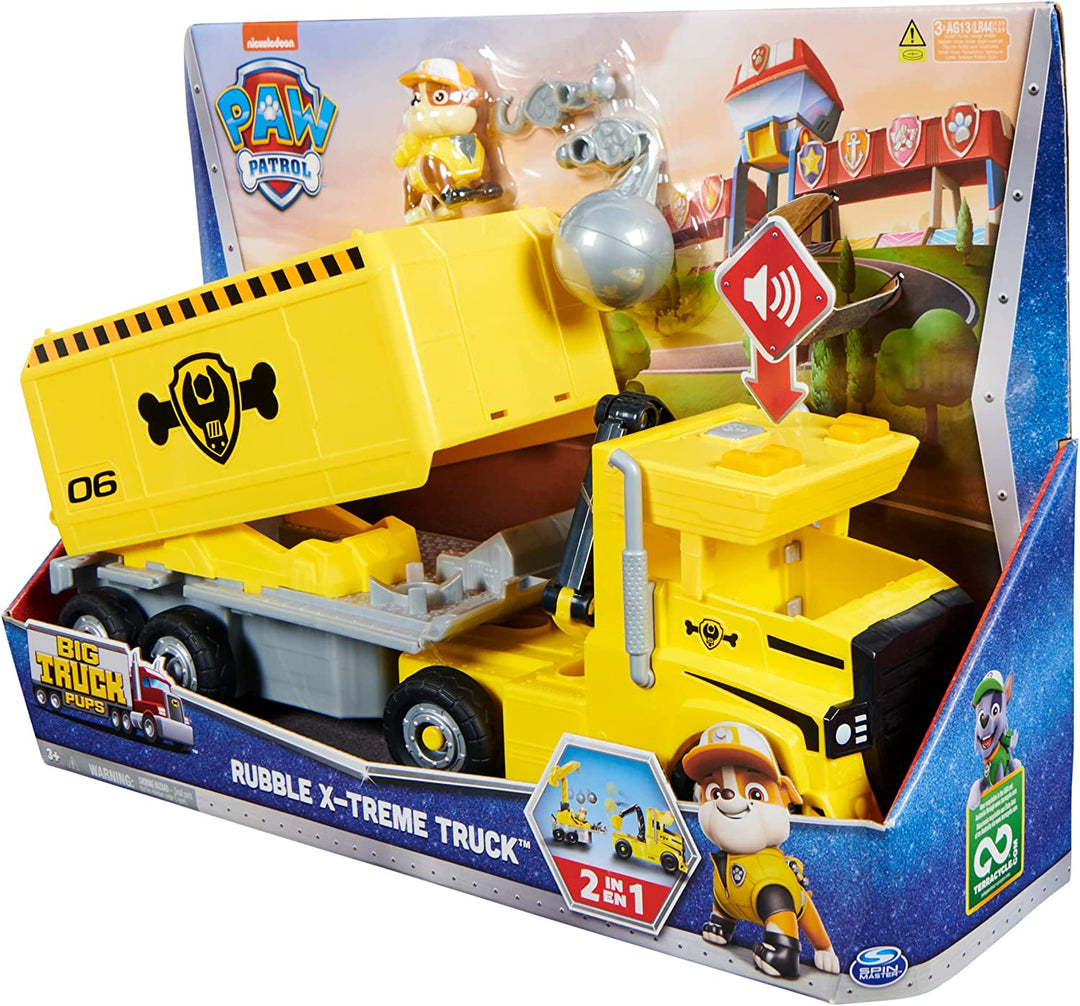 Paw Patrol 6064242, Rubble 2 in 1 verwandelbarer X-Treme Truck mit Baggerspielze