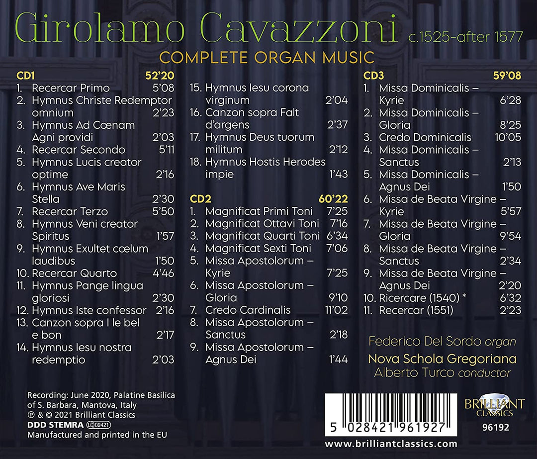 Cavazzoni: Complete Organ Music [Audio CD]