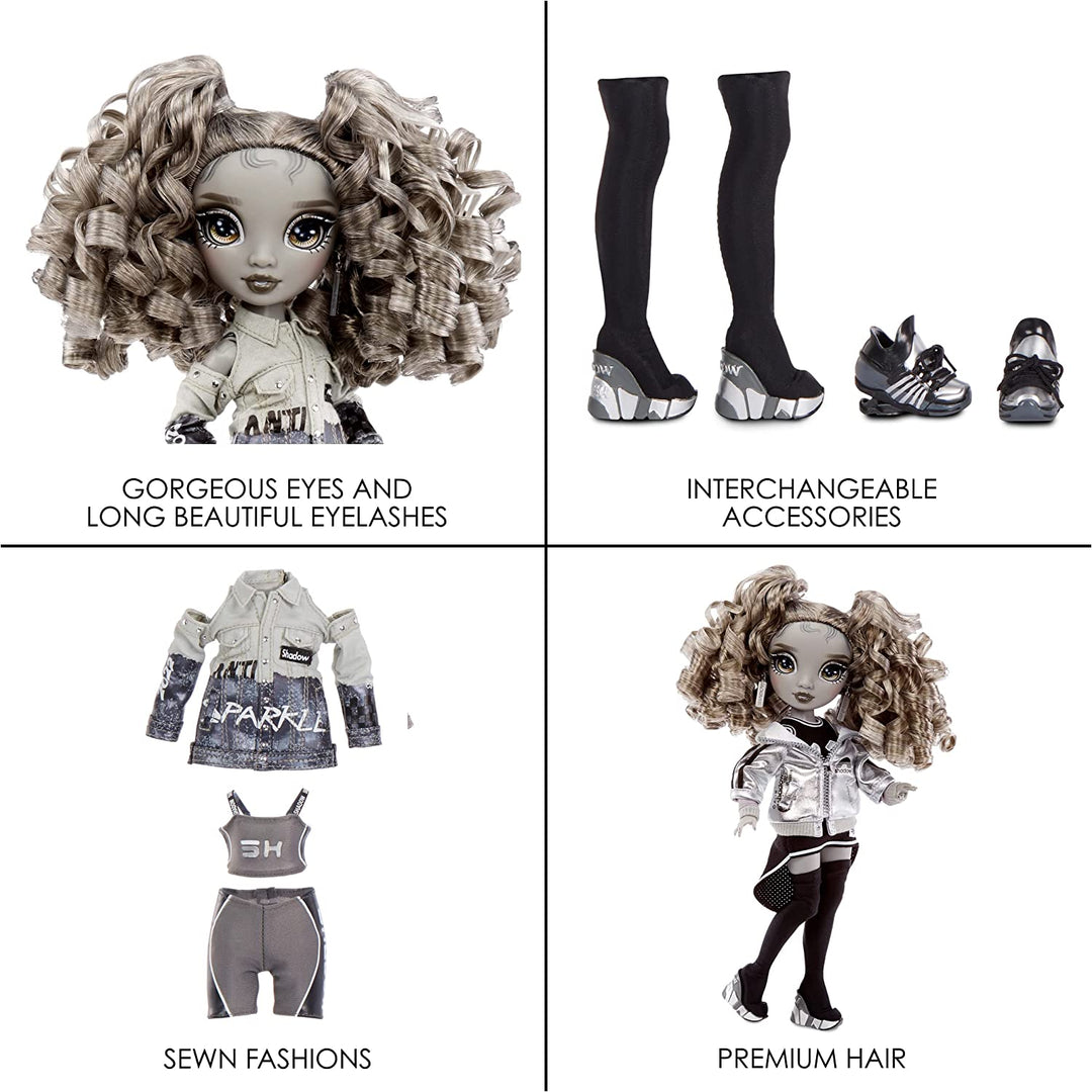 Rainbow High Shadow High Series - NICOLE STEEL - Greyscale Fashion Doll with Curly Hair