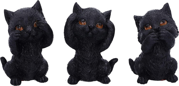 Nemesis Now Three Wise Kitties See No Hear No Speak No Evil Familiar Black Cats