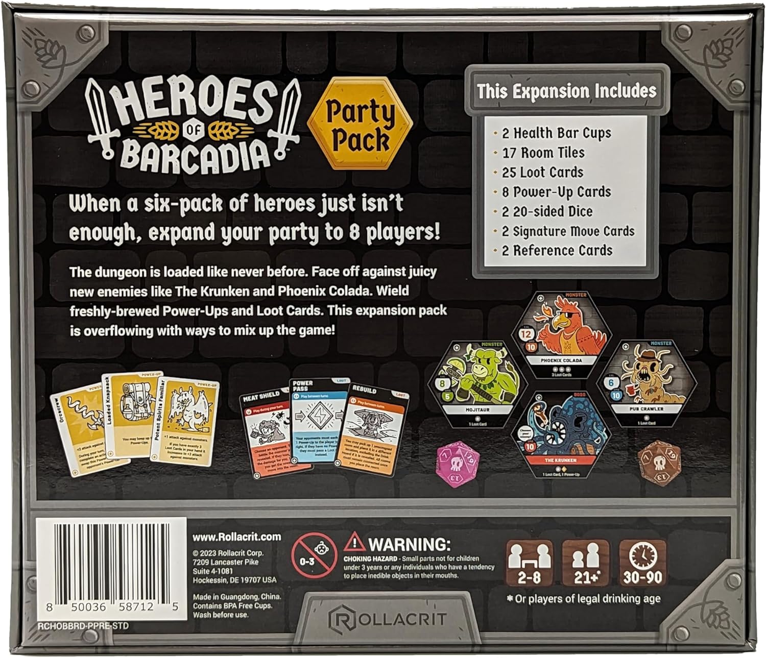Heroes of Barcadia Party Pack Expansion for Rollacrit Corp Drinking Dungeon Game 8